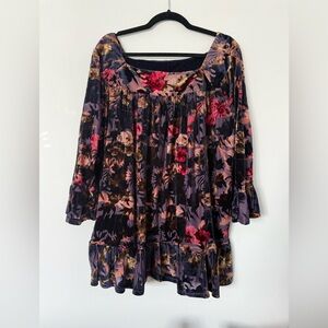 Velvet Floral Whimsy Goth Mini Dress